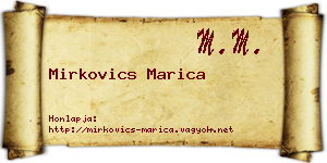 Mirkovics Marica névjegykártya